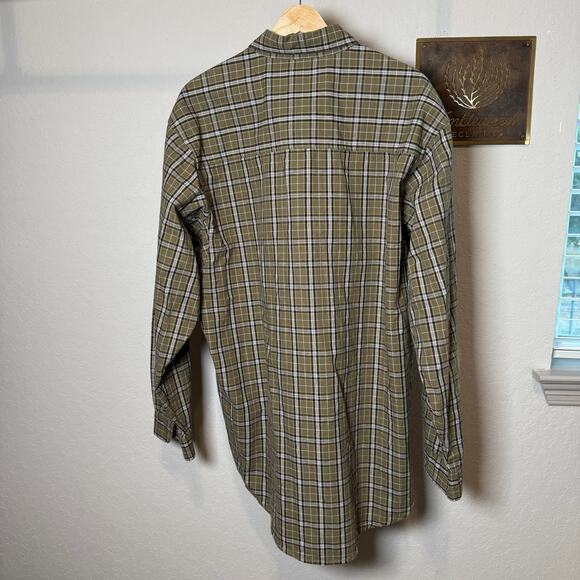 Men's Wrangler Rugged Wear Green Plaid Button Front Long Sleeve Shirt Size XL - Picture 7 of 7